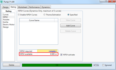 NPSH available can be calculated by HYSYS